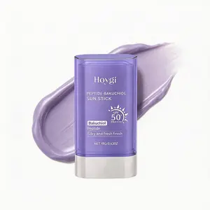 HOYGI Facial Solid Sunscreen Stick SPF 50, Gentle Mild Sun Cream with Bakuchiol Anti-Aging, Oligopeptide-1, Collagen Booster & Titanium Dioxide, Non-Greasy Portable Moisturizer for Sensitive Skin Daily UV Protection & Skin Repair