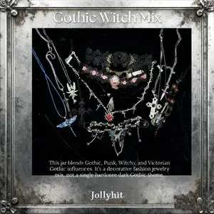 Amber Tides shop Jollyhit Light Goth Witch Mystery Jewelry Jar 30 pcs Costume Jewelry Rings, Necklaces & Earrings Set, Christmas, Birthday, Thanksgiving, Classmate & Girlfriend Gift Metal Organiser surprise gothic box