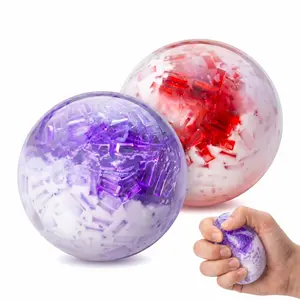 2 Piece Red & Purple Glitter Crystal Stress Relief Ball, Slow Rebound Squishy Toy, Anxiety Relief Sensory Fidget, Office Desk Decompression Toy & Decor, Ideal Holiday Gift for Kids & Adults, Summervibes Cute Leisure Decompression Toy