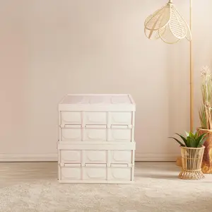 2Pcs 56L Collapsible Storage Bins With Dustproof Lid Waterproof Interior Bag Handle Stackable Storage Box Container Utility Organizer Crate For Camping Fishing Living Room