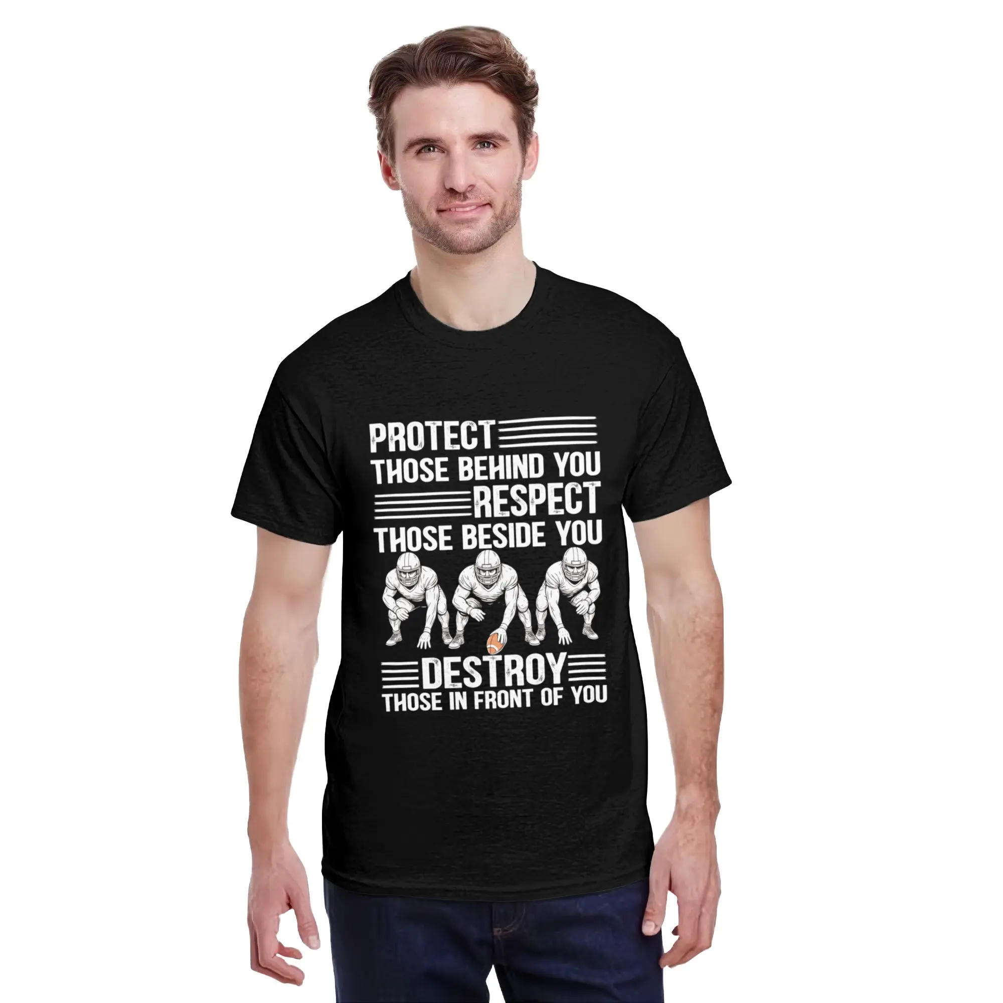 Respect Destroy Offensive Lineman Football Long Sleeve T Shirt
