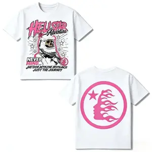 🌟[Graphic Tee] Hellst4r Graphic Logo T-Shirt – Double-Sided Print White Unisex Tee, Weekly Deals Streetwear Top, Casual Short Sleeve Crewneck, Trendy Urban Fashion Outfit, Gift for Men, Him, or Boyfriend, TikTok Viral Graphic T-Shirt