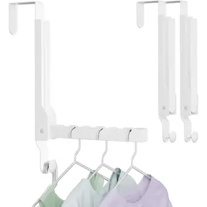 2 Pack Over The Door Folding Clothes Drying Rack Compact Foldable Portable Collapsible Hanging Coat Rack Hook for Indoor Laundry Room Small Space (Wihte-2(Upgraded))