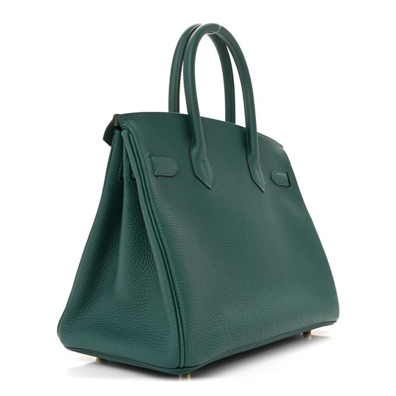 Pre-owned HERMÈS Leather Travel Bags Togo Birkin 30 Malachite