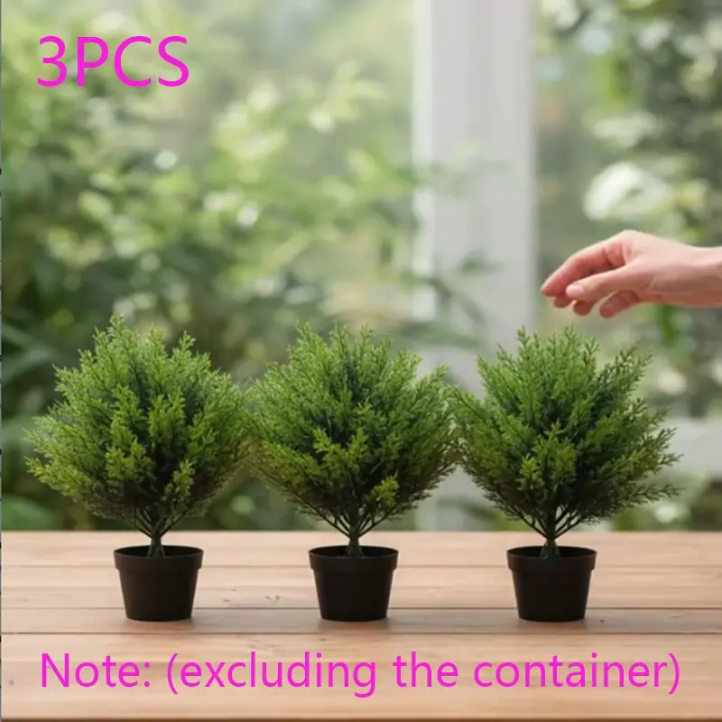 3 sets of juniper decorative plants, Outdoor Artificial Plants, Artificial Faux Plants, Fake potted plant, suitable for indoor and outdoor gardens, courtyards, potted plants and flower arrangement for festive occasions such as Mother's Day, Christmas
