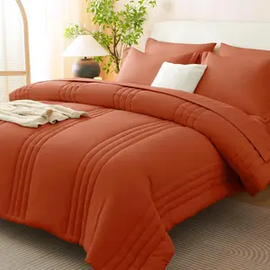 Full Size Comforter Sets - 7 Piece Bed in a Bag Terracotta Comforter Set with Sheets Bed Set All, Soft Bedding Set with Down Alternative Comforter, Sheets, Pillowcases & Shams