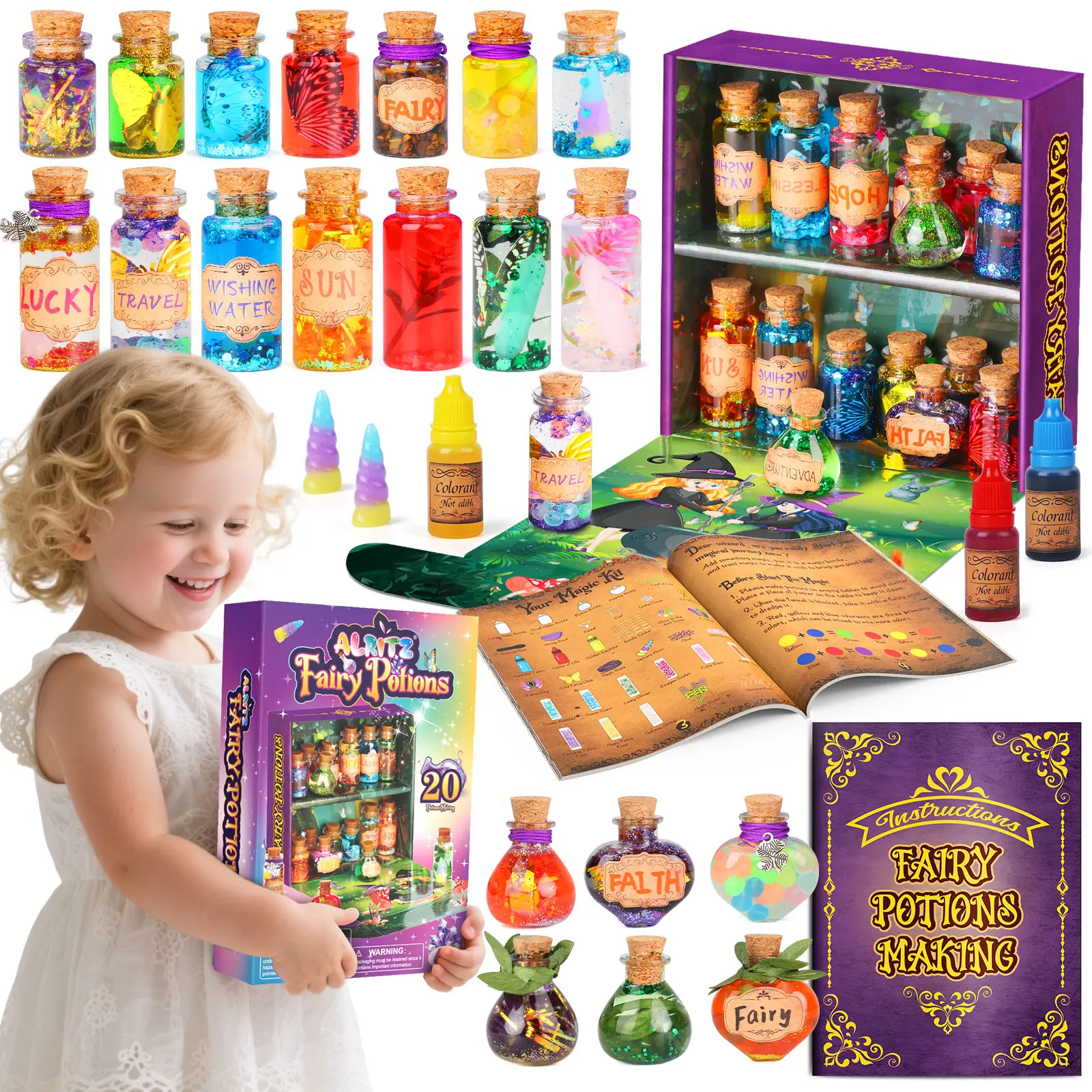 Magical Fairy Potion-Making Kit | 20 DIY Potions with Wand & Crystal Treasures | CPC-Certified Safe | Gift Box for Girls & Boys 6-12 outdoorfun