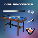 PEXMOR 48" Compact Billiards Game Table for Adults, MDF Wood Mini Pool Kit with Scratch-Safe Durable Felt, Adjustable Feet, Balls, Cues, Chalk, Brush & Triangle, Compact Assembled Dimensions, Indoor House Party Use (Ages 12+)