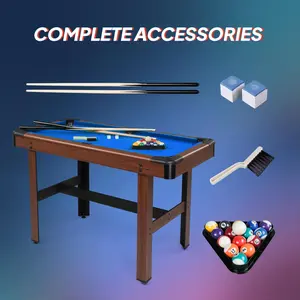 PEXMOR 48" Pool Table, Billiard Game Table for Kids and Adults, Mini Pool Table Set Indoor & Outdoor for Game Room Family with Balls, Cues, Chalk, Brush and Triangle