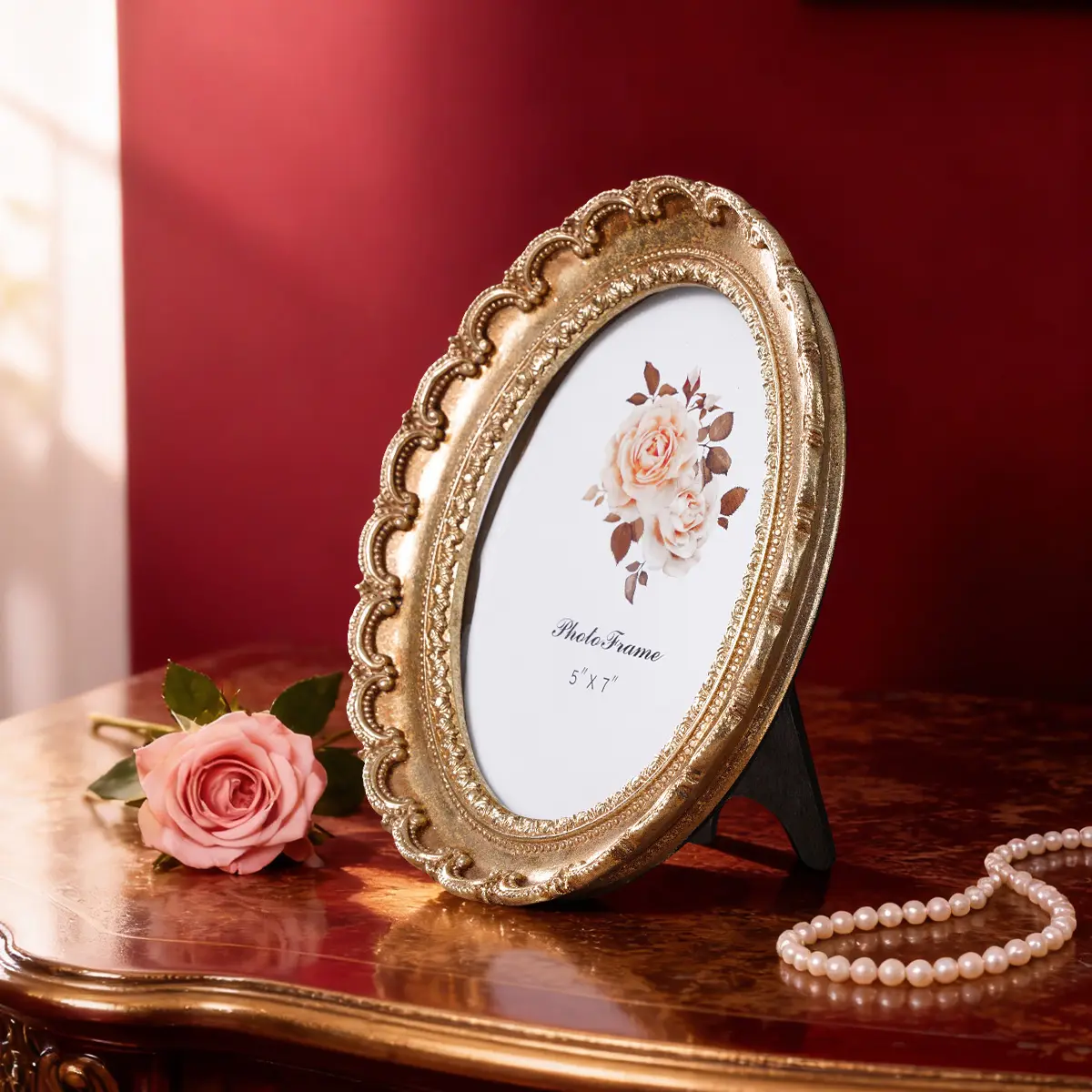 European Vintage Resin Oval Decorative Picture Frame, Durable Sturdy Frame, Home Decoration Photo Carving Creative Horizontal Vertical Use, Sturdy Frame Design, High Quality Frame, Vintage Picture Frames