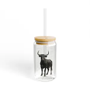 Ox Chinese Zodiac 16oz Sipper Glass – Luxury Strength & Loyalty Horoscope Gift | Clear Tempered Glass | Meaningful Zodiac Drinkware