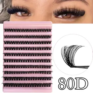 D-Type Curled DIY Cluster Lashes 80D, 200 Clusters Individually Fluffy, 0.07 Thickness, Soft & Natural & Thick False Eyelashes