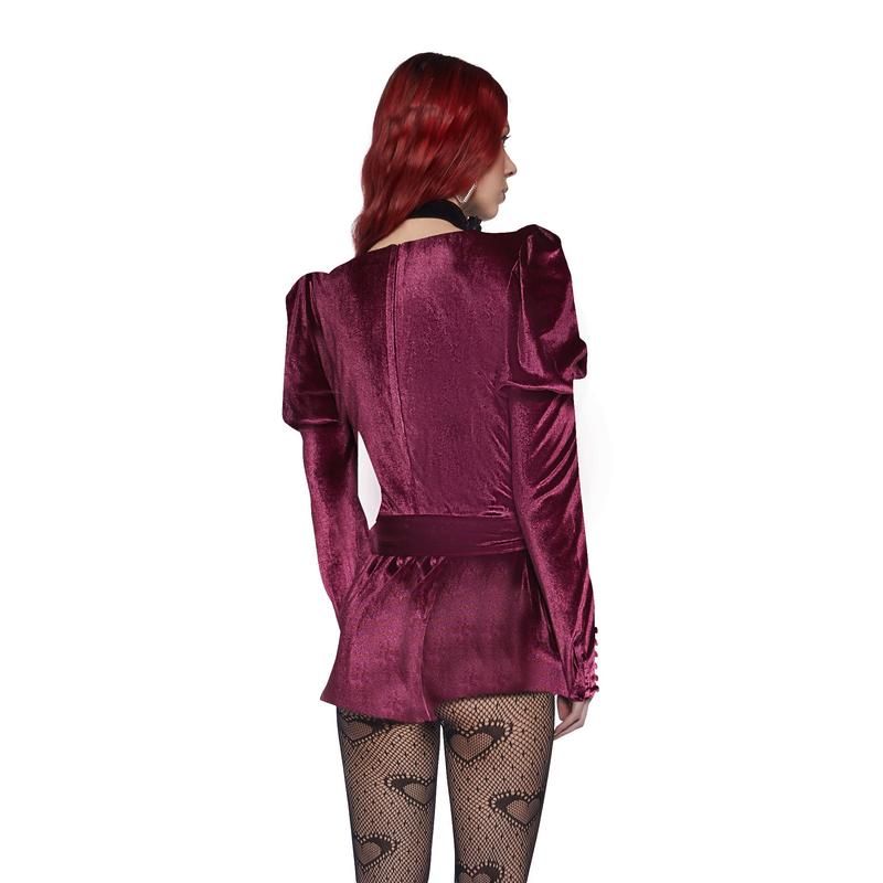 Chic Manners Velvet Romper - Pink