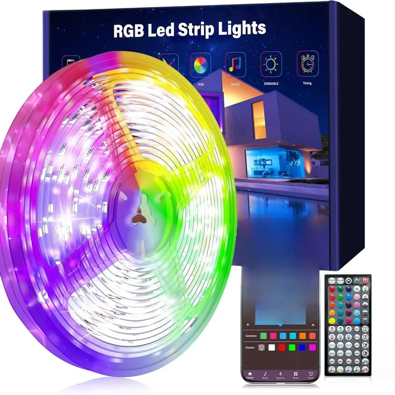 Led Lights for Bedroom 100ft (1 Rolls of 100ft) Music Sync Color Changing Led Strip Lights with 60 Key Remote and App Control RGB Led Light Strip for Home Party Room Decoration