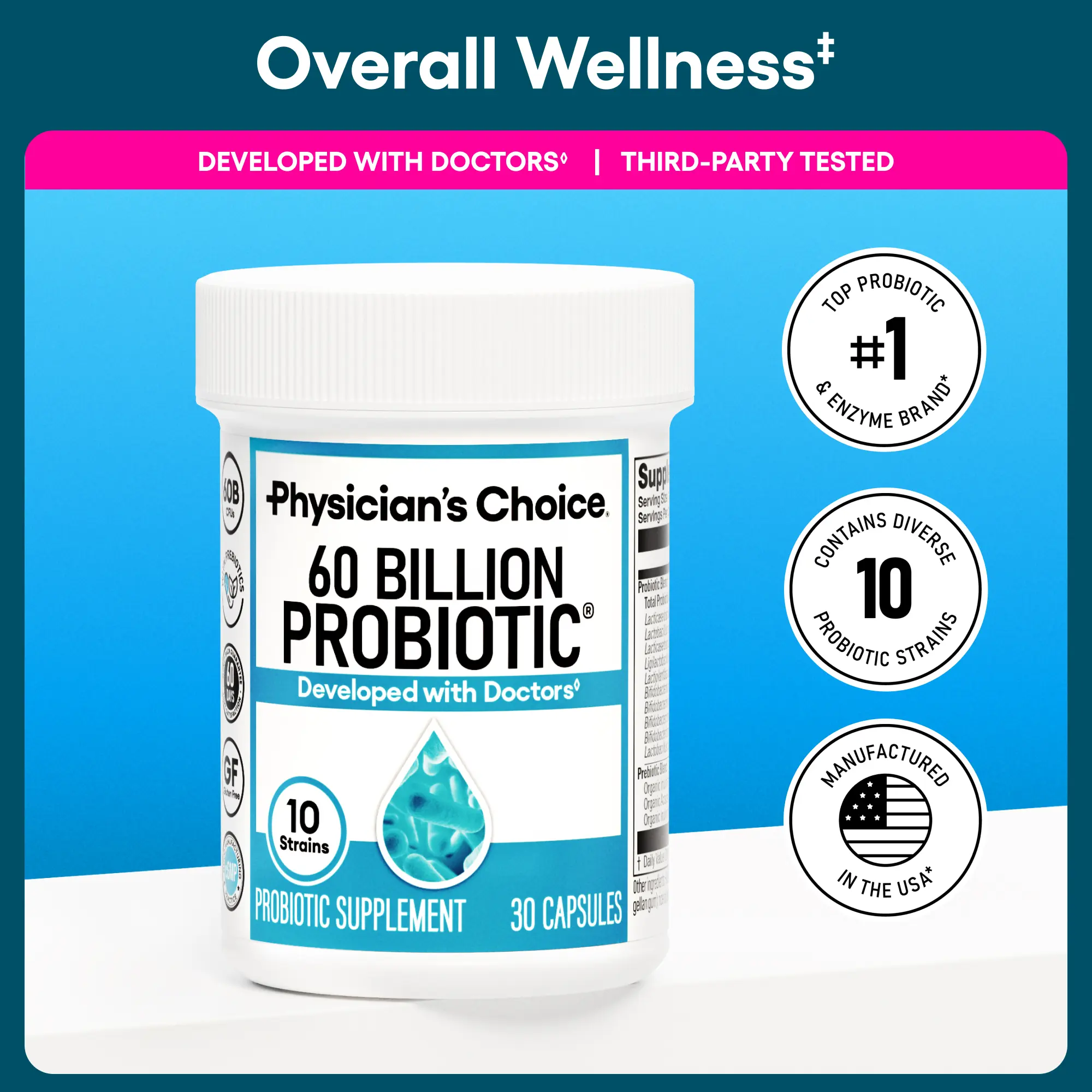 Physician's Choice 60 Billion Probiotic - Daily Gut Health, Digestive & Immune Support for Men and Women with Organic Prebiotics & 10 Unique Strains Physician's Choice 60 Billion Probiotic - Daily Gut Health, Digestive & Immune Support for Men and Women with Organic Prebiotics & 10 Unique Strains