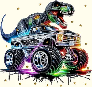 Outvora Dinosaur Truck Special Shape Diamond Art Kits for Adults, 5D Diamond Painting Kits for Beginner, Gem Art, Diamond Crystal Rhinestones Painting Kits for Home Wall Decor Gift, 11.8x11.8 in