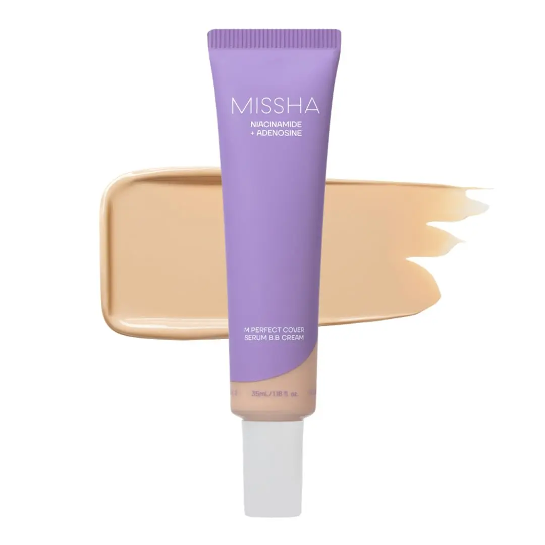 [Cardi B's PICK] M Perfect Cover Serum BB Cream (35ml) - Bifida Ferment Lysate Serum-Infused BB Cream for Anti-Aging Skin Rejuvenation, Skin Tint, Tinted Moisturizer, Skin Care Foundation Makeup,Superfood Complex,Glass Skin CardiBB OGBB PurpleBB