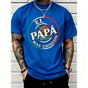 Father's Day El Papa Mas Chingon Funny Mexican Dad Premium T-shirt Funny men short sleeve graphic T-shirt series black huggy