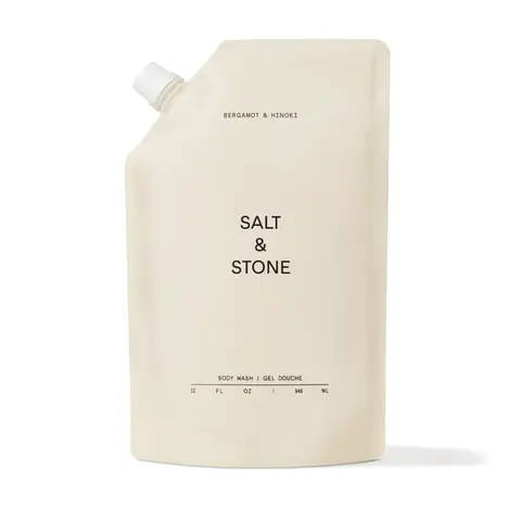 Salt & Stone Body Wash Refill Pouch with Antioxidants for Deep Moisture - Sulfate, Paraben, & Dye Free, 60% Less Plastic, Recyclable, For Women & Men