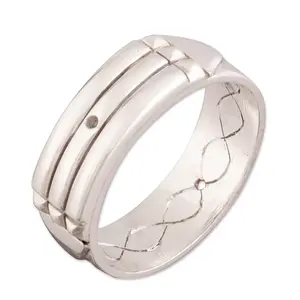 NOVICA Artisan Handmade Sterling Silver Band Ring Artisan Crafted Atlantis from Peru No Stone [ring Front 0.9 in L x 0.2 in W x 0.1 in H Band Width 6 mm W] 'Atlantis Power'