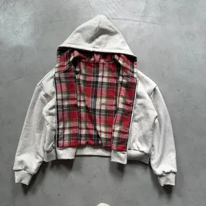 Mens Oversized Reversible Hoodies Women Plaid Preppy Hoodie Streetwear Vintage Zipper Hooded Sweatshirt All Oversized Christmas Halloween Thanksgiving Day Menswear Tops Pullover Long Sleeve Casual