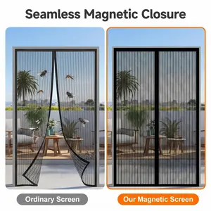 No-drill magnetic screen door, thickened reinforced mesh material, automatically closes tightly after entry/exit with no gaps; effectively blocks mosquitoes and flying insects, suitable for bedrooms, living rooms, balconies, terraces, and more spaces, com