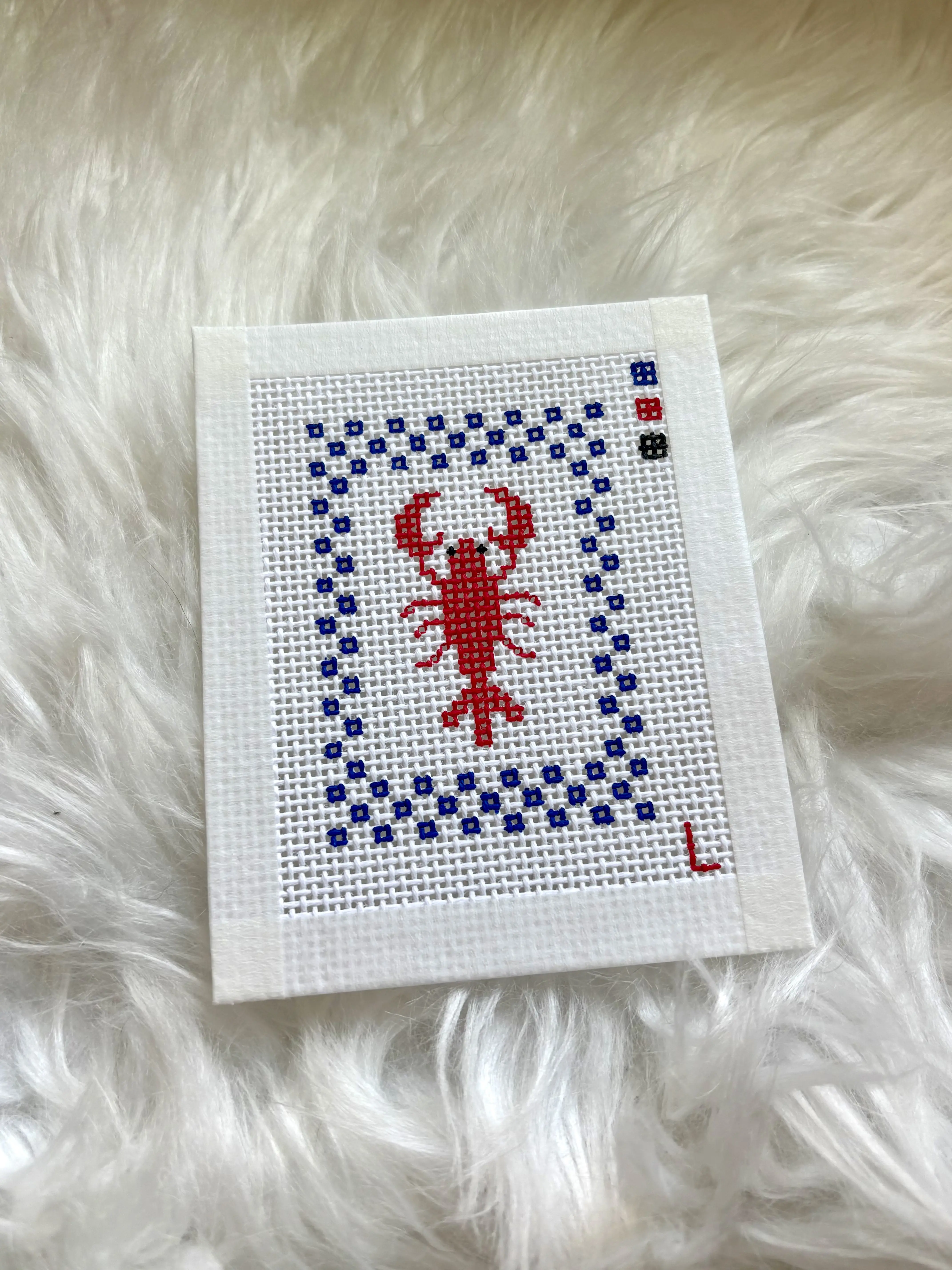 Lobster Hand Painted Needlepoint Canvas, Great for Beginners, 13 Mesh, 2.3x3.2 Inch