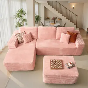 CAODOC Modern Modular Cloud Sectional Couch Sofa Bed with L-Shape Chaise & Removable Ottomans Deep Seated Upholstered for Living Room Free Combination No Assembly Required