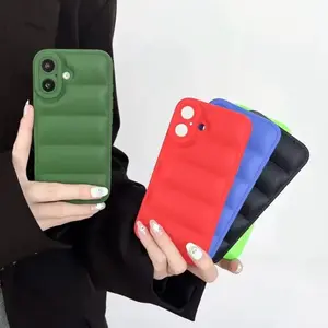 Puffer Down Jacket Style Phone Case For iPhone Series Soft TPU Shell Shcokproof Protective Back Cover