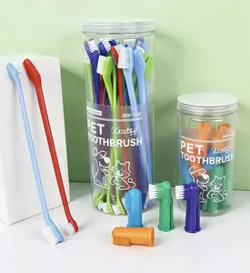 Pet supplies Canned Double-headed Pet Toothbrush &  Pet Finger Toothbrush & Dog Oral Care Cleaning Set