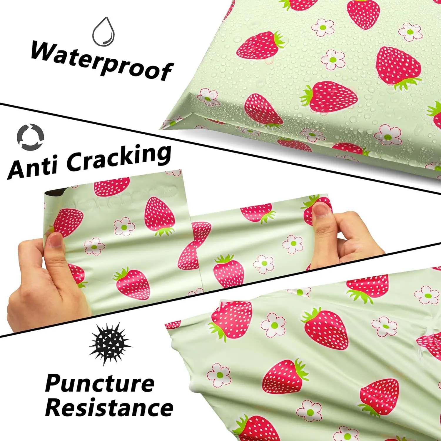 Poly Mailers 10x13 Inch 100 Pcs - Strawberries printed Shipping Bags, 2.4mil Thickness, Waterproof and Tear Resistant Mailing Envelopes, Self-Sealing Packaging Bags for Small Business Poly Mailers 10x13 Inch 100 Pcs - Strawberries printed Shipping Bags, 2.4mil Thickness, Waterproof and Tear Resistant Mailing Envelopes, Self-Sealing Packaging Bags for Small Business