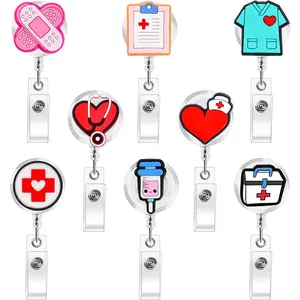 8 Pack Nurse Badge Reels, Retractable Cute  ID Reels for , ,    Office Worker Gifts