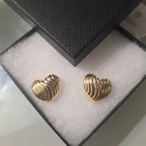 Golden Heart Stud Earrings