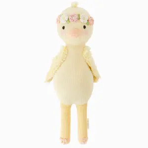 cuddle+kind Flora the duckling (mauve) 13" hand-knit doll - 1 doll = 10 meals, fair trade, heirloom quality, handcrafted in Peru, 100% cotton yarn