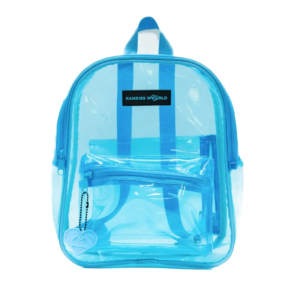Blue Transparent PVC Casual Lightweight Backpack - Water Resistant, Adjustable Shoulder Strap, Multi-Compartment, Modern One-Size-Fits-All Functional Bookbag for Adults, Festivals
