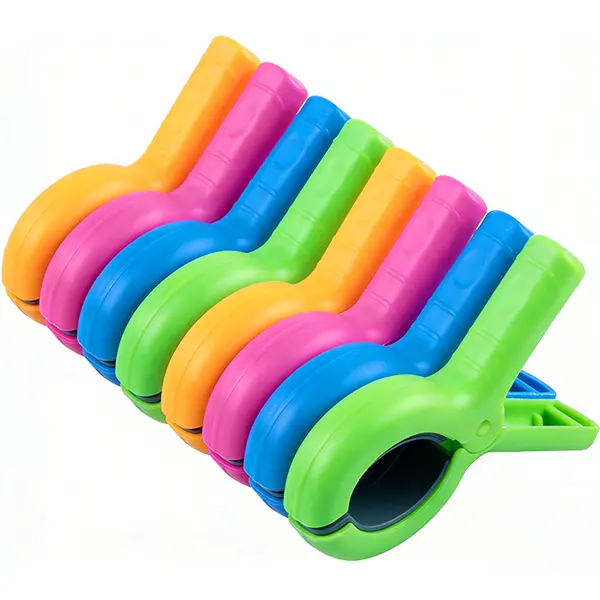Extra Large 5.1 Inch Beach Towel Clips for Chairs 8 Pack Pool Clips | Heavy Duty Colored Clothes Pins for Cruise, Boat, Lounge & Camping - Summer Vacation Travel Essentials - Strong Grip Hold