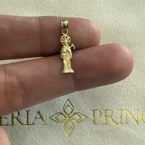 14k Gold Small Santa Muerte Pendant