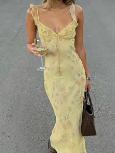 Women's Floral Print Dress, Floral Printed Dress, Elegant Y2K Sleeveless Dress for Party Club Dating Wear, Ladies Summer Clothes