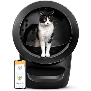 Whisker Litter-Robot 4 Automatic Self-Cleaning Cat Box with Step & Fence, Black - Reduces Odors, Eliminates Scooping, Includes 1-Year WhiskerCare Subscription
