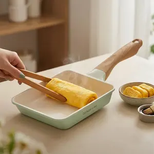 Cooker King Nonstick Rectangle Frying Pan - Ceramic Coated, Heat-Resistant Handle, Easy-to-Clean, Induction-Compatible Kitchen Cookware