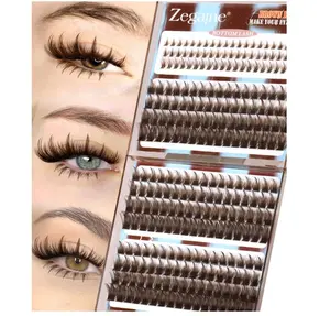 Brown Lash Clusters With Spikes Bottom Eyelash Clusters Wispy Cluster Eyelash Extensions Brown Manga Lash Clusters Fluff Individual Lashes 12-18MM 264Pcs by Zegaine
