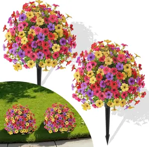 UV Resistant Outdoor Artificial Flowers with Ground Stakes, Faux Daisy & Rose Bushes for Garden, Porch, Patio, Yard & Window Box Decor – Fade-Resistant Fake Plants for Weddings, Home & Farmhouse，mothers day gift ideas bonsai