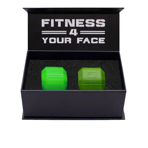 Jawzrsize Jaw Exerciser for Men - Pop N Go Guys Pack Intermediate Green and Advanced Green Jaw Trainer, Jaw Clenching Relief, Jawline Shaper and Neck Exerciser