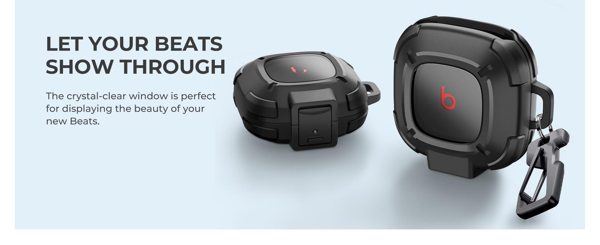 [ONLY CASE, NOT Buds Included]Dexnor Rugged Bumper Case for Beats Fit Pro (2021) Cases with Secure Lock, Shockproof Clear Cover with Carabiner & Keyring for Beats Fit Pro 2021