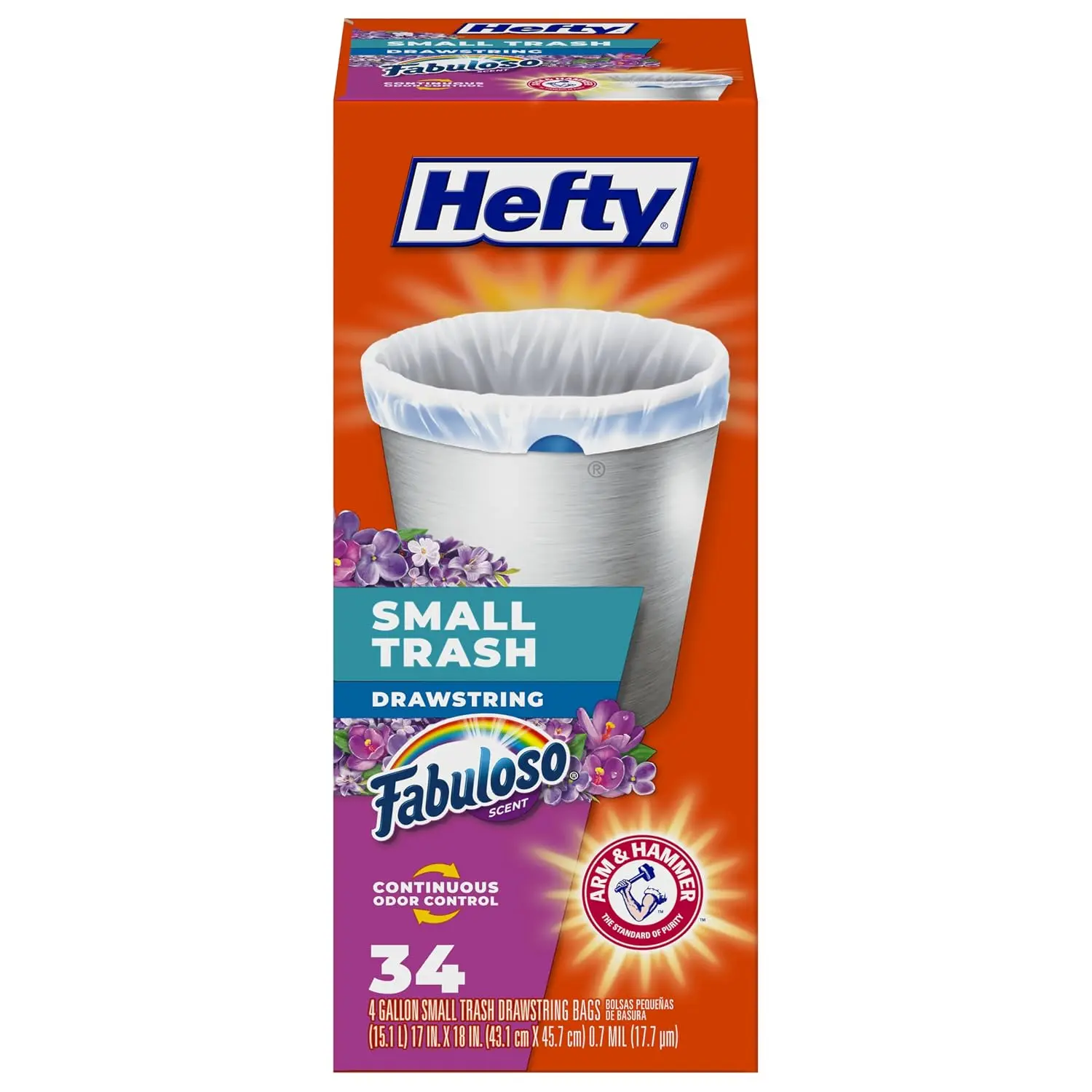 Hefty Small Trash Bags, Fabuloso Scent, 4 Gallon, 52 Count