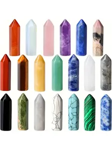 Healing Crystal Set, 20pcs/set Natural Stone Point Wand, Energy Meditation Decoration, Home Decor, Jewelry Accessories for Women & Men