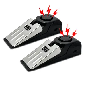 2 Pack Portable Door Stop Alarm, Door Stopper with 120db Loud Security Alarm, Travel Door, Doorstops Wedge Sensors Security Devices for Traveling Apartment Hotel and Home (Black)