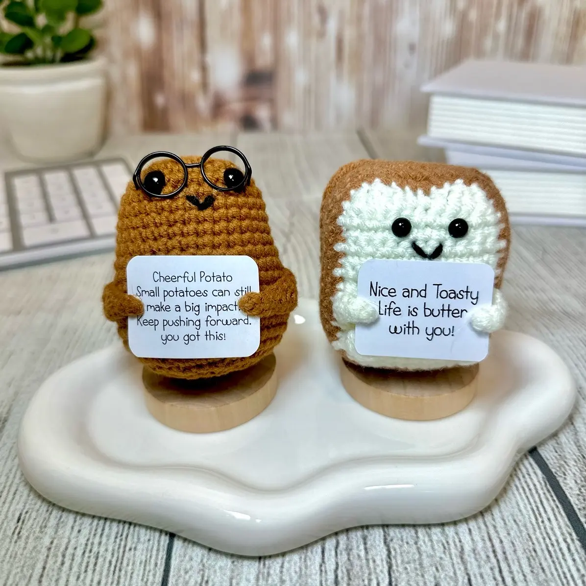 Dumpster Fire, Positive Pickle Gift with Wood Stand, Cute Handmade