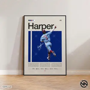 Bryce Harper Poster, Baseball Prints, Sports Poster, Baseball Player Gift, Baseball Wall Art, Sports Bedroom Posters