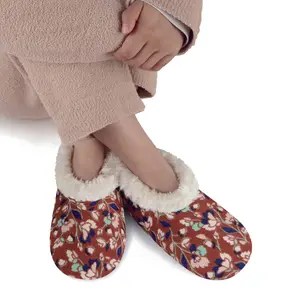Snoozies!® Women's Floral Corduroy Slipper With Memory Foam Sole - Classic Fit, Sherpa Lining, Non-Skid Soles, Textured Corduroy, Comfortable & Cozy